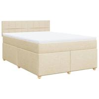 vidaXL Boxspring met matras stof crèmekleurig 160x200 cm