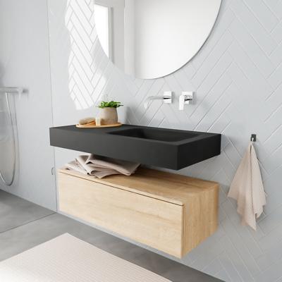 Zaro ALAN vrijhangende wastafel 100cm met wasbak Enkel rechts en onderkast in kleur washed oak 1 lade(s) Zaro ALAN vrijhangende wastafel 100cm met wasbak Enkel rechts en onderkast in kleur washed oak 1 lade(s)