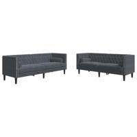 vidaXL 2-delige Loungeset Chesterfield en bolsters fluweel donkergrijs, chesterfield bank, bankstel, bank, loungeset, bankenset, loveseat, zitbank