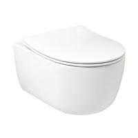 Toiletpot Hangend Plieger Nola Glans Wit 36x49x40cm Wandcloset Keramiek Diepspoel Rimfree met Softclose Quickrelease Toiletzitting Slim