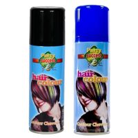 Carnaval verkleed haar verf/spray zwart/blauw 125 ml - thumbnail