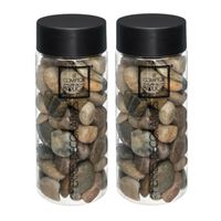 2x Potjes middelgrote decoratie/hobby stenen bruin 750 gram - thumbnail