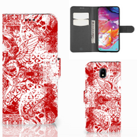 Telefoonhoesje met Naam Samsung Galaxy A70 Angel Skull Rood - thumbnail