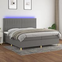 vidaXL Boxspring met matras en LED stof donkergrijs 200x200 cm, bed, boxspringbed, tweepersoonsbed, slaapmeubel, boxspring bed, bed met matras