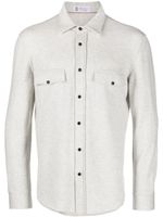 Brunello Cucinelli chemise en laine mélangée à manches longues - Gris