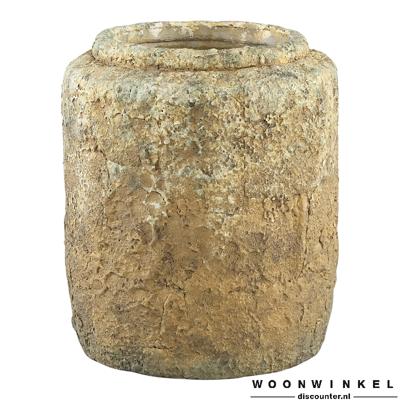 Lyam gold cement farmer pot round high s