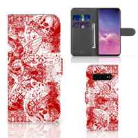 Telefoonhoesje met Naam Samsung Galaxy S10 Plus Angel Skull Rood