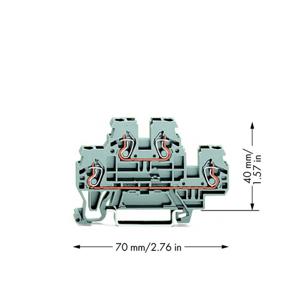 WAGO 870-501 Doorgangsklem 2-etages 5 mm Spanveer Toewijzing: L, L Grijs 50 stuk(s)