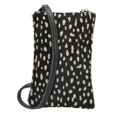 ELISA  leren dames telefoontasje zwart/wit