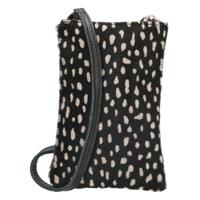 ELISA  leren dames telefoontasje zwart/wit
