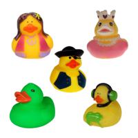 Rubber badeendjes/karakters mix - 5x stuks - badkamer fun artikelen - size 5 cm - kunststof