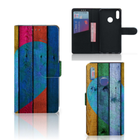 Huawei Y7 Pro | Y7 Prime (2019) Book Style Case Wood Heart - Cadeau voor je Vriend