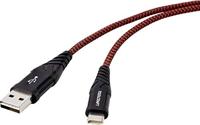 TOOLCRAFT USB-kabel USB 2.0 USB-A stekker, USB-C stekker 1.00 m Zwart/rood Extreem robuust gevlochten bescherming, Stek