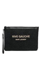 Saint Laurent pochette Rive Gauche en raphia - Noir - thumbnail