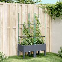 Plantenbak met latwerk 80x40x142,5 cm polypropeen grijs