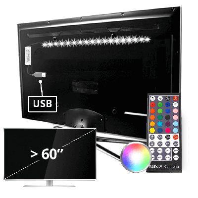 Tv backlight set met 1 RGBWW ledstrip voor tv’s >60 inch