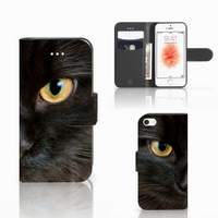 Apple iPhone 5 | 5s | SE Telefoonhoesje met Pasjes Zwarte Kat - thumbnail