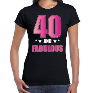 40 and fabulous verjaardag kado shirt / kleding 40 jaar zwart voor dames 2XL  -