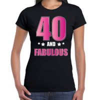 40 and fabulous verjaardag kado shirt / kleding 40 jaar zwart voor dames 2XL  - - thumbnail