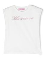 Miss Blumarine t-shirt orné de cristaux à logo imprimé - Blanc