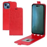 iPhone 14 Verticale Flip Case met Kaarthouder - Rood - thumbnail