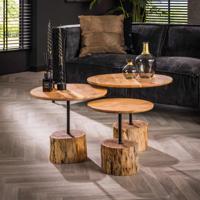 LifestyleFurn Salontafel Charish Acaciahout, Set van 3 stuks - Massief acacia naturel - thumbnail