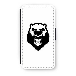 Angry Bear (white): iPhone XS Flip Hoesje