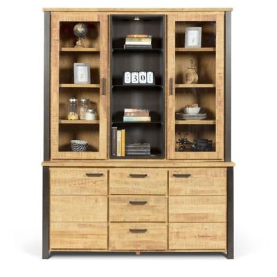 Vitrinekast (2 deuren) Steelwood - Seasoned Brown/Metaal Zwart Vitrinekast (2 deuren) Steelwood - Seasoned Brown/Metaal Zwart