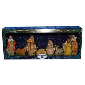 8x Kerststal beeldjes - Jezus/Maria/Jozef - kunststof - van 8 tot 11 cm    -