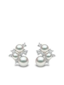 Yoko London puces d'oreilles Trend en or blanc 18ct ornées de diamants et de perles - Argent