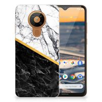 Nokia 5.3 TPU Siliconen Hoesje Marmer Wit Zwart - Origineel Cadeau Man