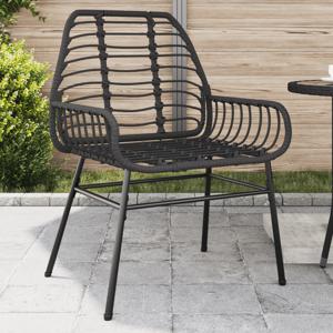 Tuinstoelen 2 st poly rattan zwart