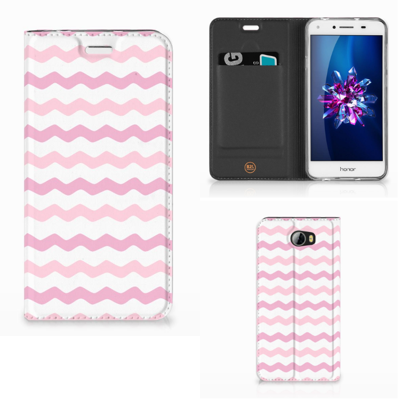 Huawei Y5 2 | Y6 Compact Hoesje met Magneet Waves Roze Huawei Y5 2 | Y6 Compact Hoesje met Magneet Waves Roze