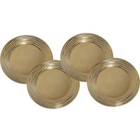 Set van 4x stuks kerstdiner onderborden rond goud glimmend 33 cm - thumbnail