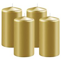 Enlightening Candles Cilinder/stompkaars - 4x - goud - D6 x H15 cm - 58 branduur