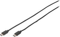 Digitus USB-kabel USB 2.0 USB-C stekker, USB-C stekker 1.80 m Zwart Rond, Stekker past op beide manieren, Afgeschermd (dubbel) DB-300138-018-S