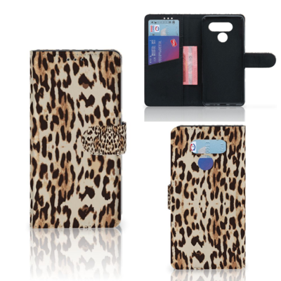 LG Q60 Telefoonhoesje met Pasjes Leopard LG Q60 Telefoonhoesje met Pasjes Leopard