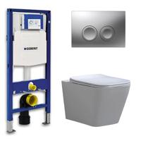 Geberit UP 100 Toiletset - Inbouw WC Hangtoilet Wandcloset - Flatline Alexandria Delta 21 Mat Chroom
