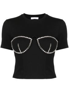 AREA bustier-style crystal-embellished T-shirt - Noir