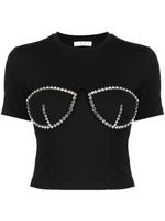 AREA bustier-style crystal-embellished T-shirt - Noir