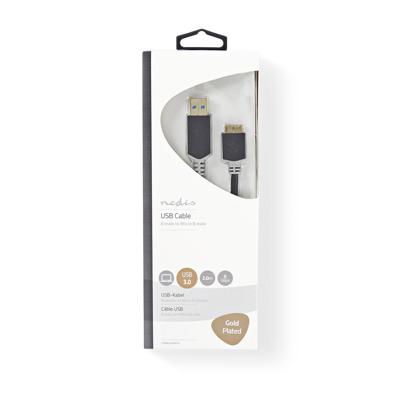 Nedis CCBW61500AT20 USB-kabel 2 m USB 3.2 Gen 1 (3.1 Gen 1) USB A Micro-USB B Antraciet