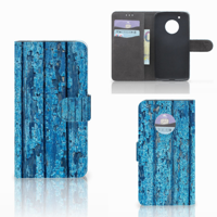 Motorola Moto G5 Plus Book Style Case Wood Blue
