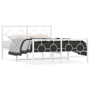 Bedframe met hoofd- en voeteneinde metaal wit 140x190 cm