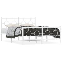 Bedframe met hoofd- en voeteneinde metaal wit 140x190 cm - thumbnail