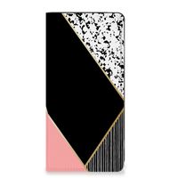 Motorola Moto G53 Stand Case Zwart Roze Vormen