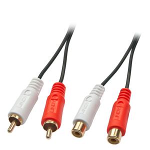 LINDY 35671 Cinch Audio Verlengkabel [2x Cinch-stekker - 2x Cinch-koppeling] 2.00 m Zwart