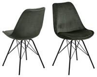 AC Design Furniture Emanuel Eetkamerstoelen, set van 2, B: 48,5 x H: 85,5 x D: 54 cm, bosgroen/zwart, fluweel/metaal, 2 stuks