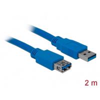 Delock USB-kabel USB 3.2 Gen1 (USB 3.0 / USB 3.1 Gen1) USB-A stekker, USB-A bus 2.00 m Blauw Vergulde steekcontacten 82539 - thumbnail