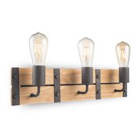 Light depot - wandlamp Denton 3L - hout / burned metal - Outlet - thumbnail