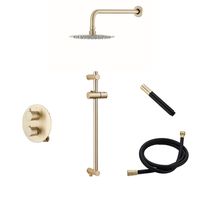 Saniclear Brass Pro inbouw regendouche met 20cm hoofddouche, wandarm en glijstang geborsteld messing rond